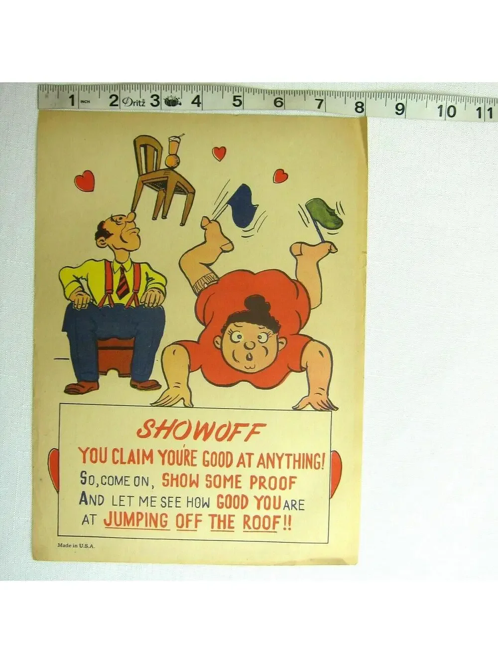 Vintage Vinegar Valentine Showoff Penny Dreadful Sarcasm Insult Poem Ephemera